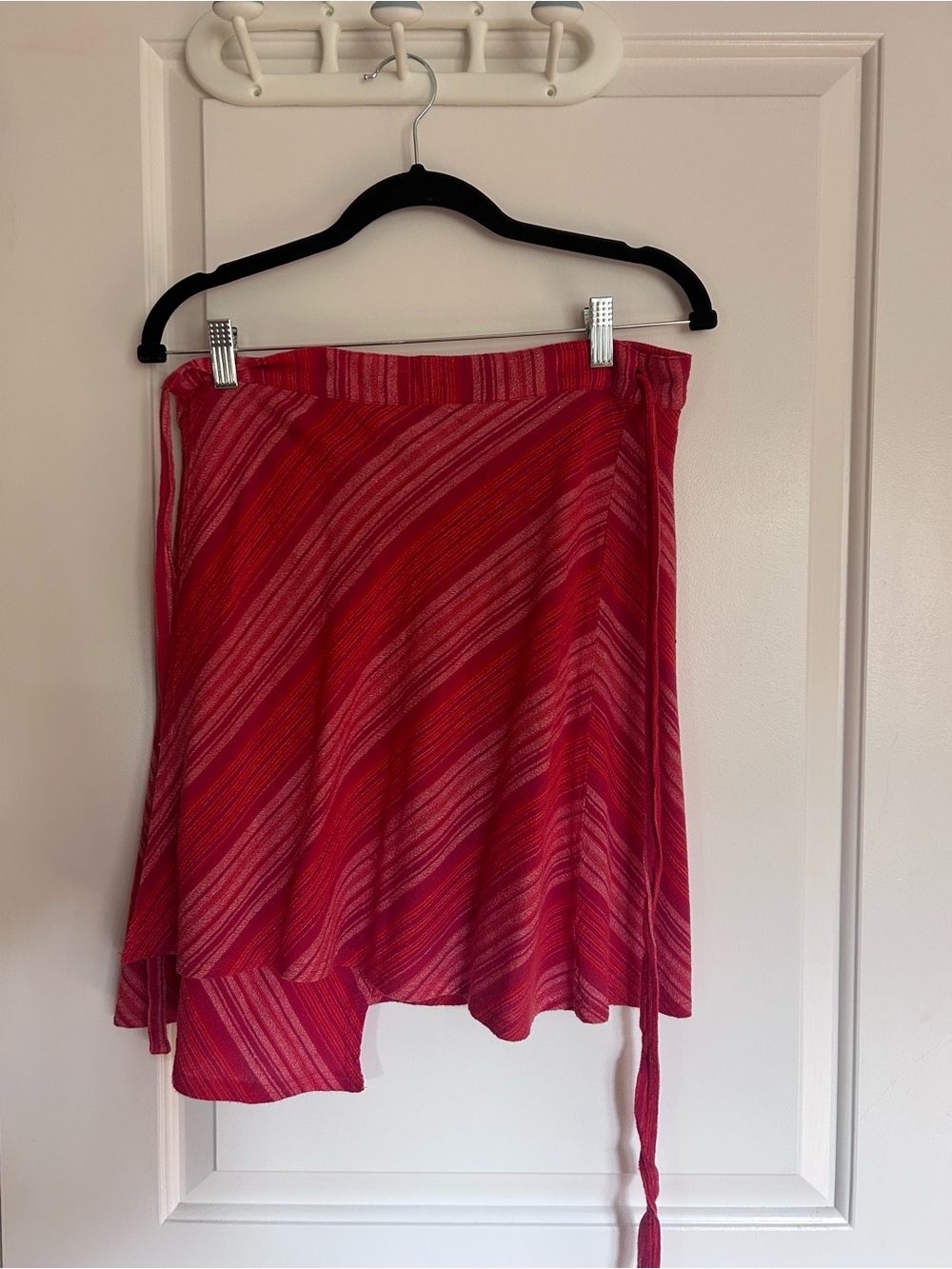 Prana Red & Pink Striped Wrap Skirt